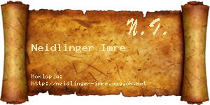 Neidlinger Imre névjegykártya